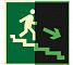 Знаки П/Б  Направление к эвакуационному выходу по лестнице вниз (Правсторонний) (200х200)(фотолюм.пл