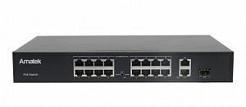 Коммутатор Amatek AN-S18P16; 19 портов (16 PoE портов + 2 порта Uplink + 1 порт Uplink SFP)