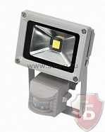 Прожектор уличный LED, Cold White, 10W, 220В, 700 Lm, IP65, с датчиком движения. Lamper