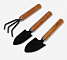 Набор садового инструмента, 3 предмета: рыхлитель, 2 совка, длина 20 см, деревянные