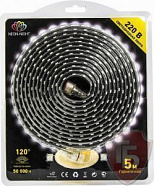 Светодиодная лента влагозащищенная 220В, 60 SMD5050/метр, цвет синий, блистер 5 метров Neon-Night